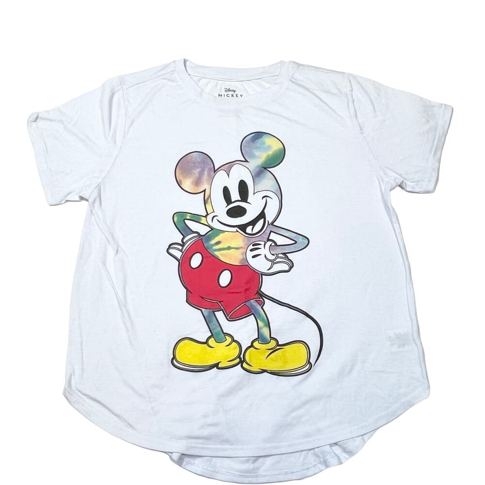 Disney Mickey Mouse Women Shirt Size XXL White Tye Die Multicolor Design